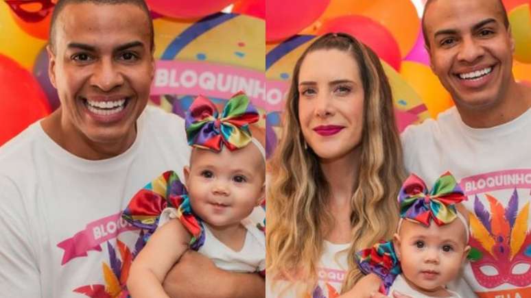 Thiago Oliveira com esposa e filha