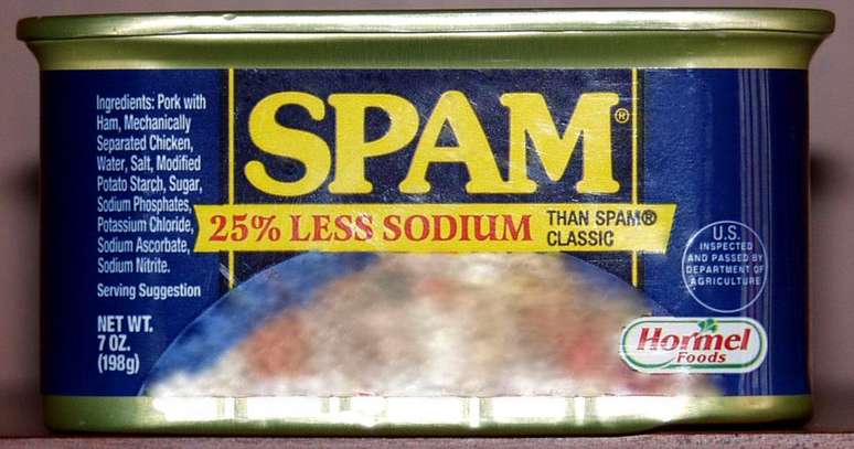 O nome "Spam" vem de uma marca de presunto enlatado (Imagem: Cypher789/Wikimedia Commons/CC BY-SA 3.0)