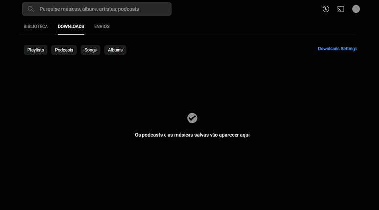 YouTube Music prepara espaço para armazenar músicas baixadas na versão web (Imagem: Captura de tela/André Magalhães/Canaltech)