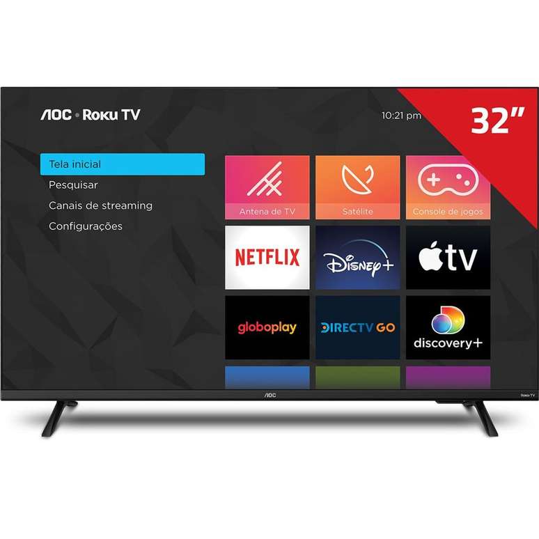 AOC S5135 tem resolução apenas HD, mas o sistema Roku TV se destaca (Imagem: Divulgação/AOC)