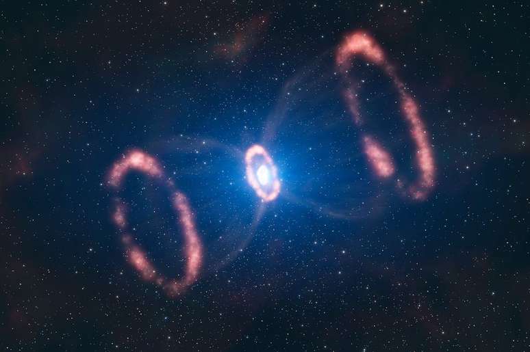 Matéria ao redor da supernova 1987A (Imagem: Reprodução/ESO/L. Calçada)