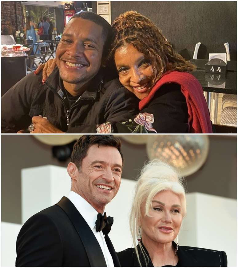 Acima, Elisa Lucinda com Jonathan Estrella; abaixo, Huck Jackson e Deborra-Lee Furness: o amor entre pessoas com grande diferença de idade vive sob desconfiança frequente