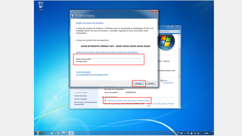 Como ativar o Windows 7 (Imagem: Captura de tela/Bruno De Blasi/Canaltech)