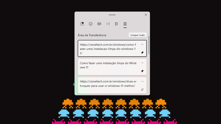 Área de transferência do Windows 11 (Imagem: Captura de tela/Bruno De Blasi/Canaltech)