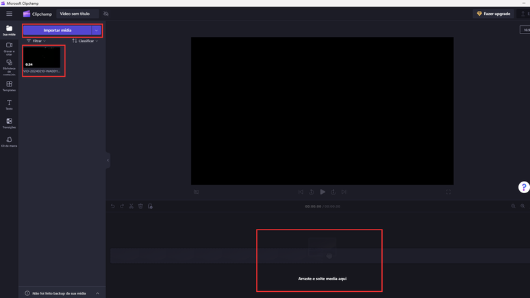 Como importar mídias no Clipchamp (Imagem: Captura de tela/Bruno De Blasi/Canaltech)
