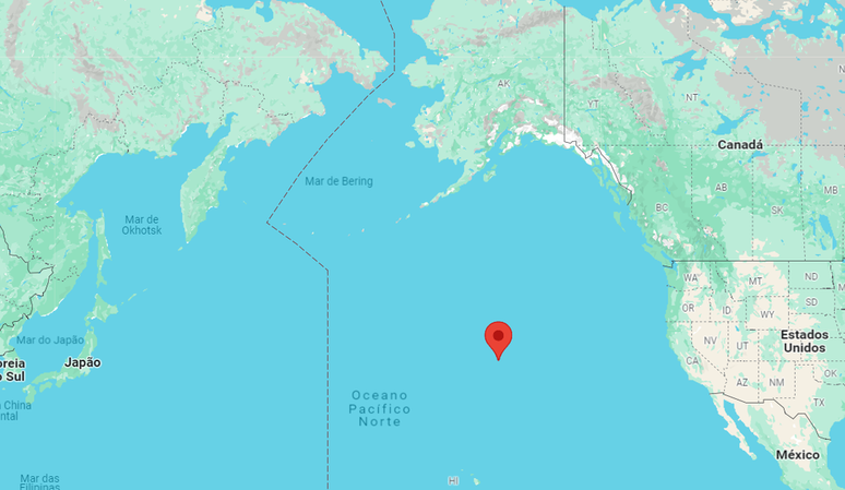 Indicação de onde aconteceu a reentrada do satélite ERS-2 (Imagem: Captura de tela/Google Maps)