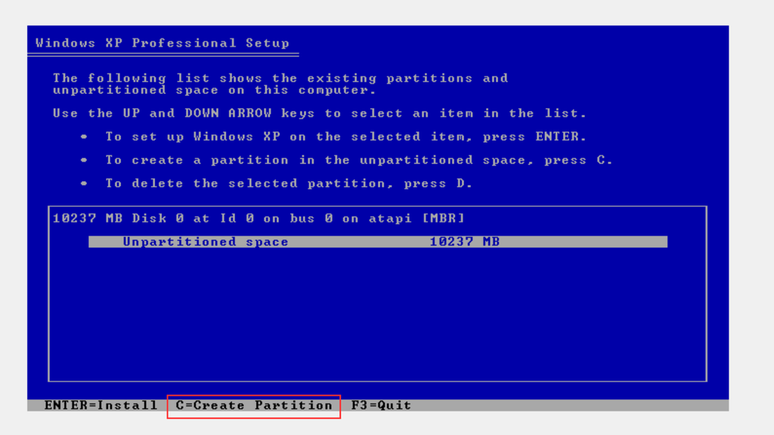 Aprenda a instalar o Windows XP (Imagem: Captura de tela/Bruno De Blasi/Canaltech)