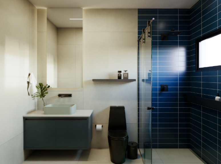 19. Box para banheiro: utilizar selantes de qualidade previne vazamentos – Projeto: Rodrigo Baleeiro – Dbale Arquitetura
