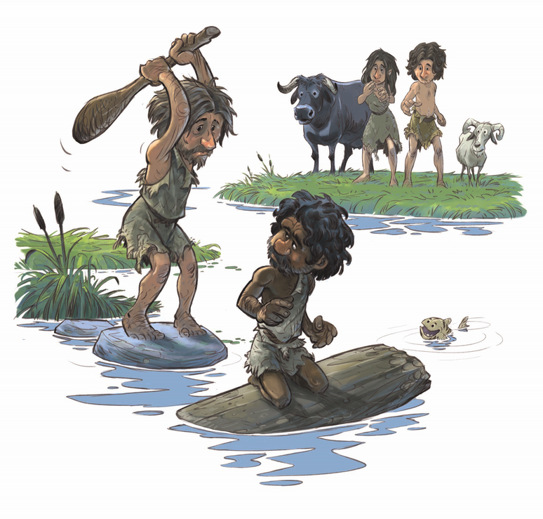 An illustration showing the possible death of Vittrup Man, in the swamp of the city of the same name (Image: Anders Fischer, Niels Bach/CC-BY 4.0)