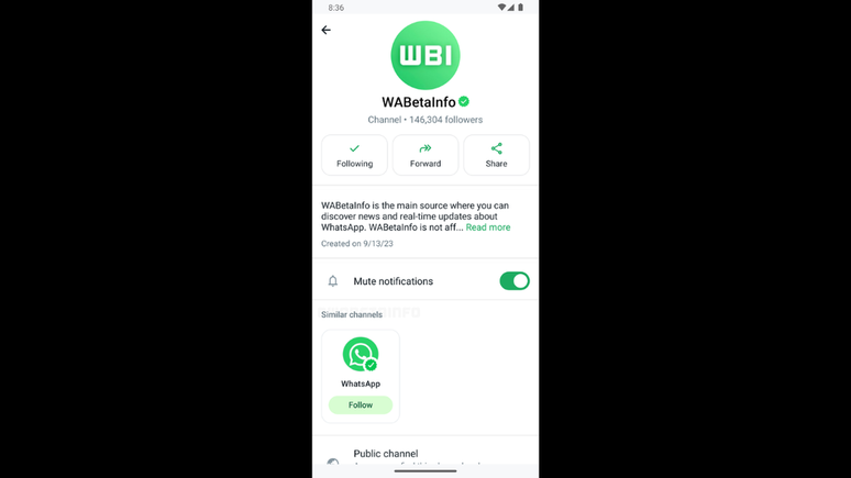 O WhatsApp Beta para Android pode ganhar um recurso de sugestão de canais (Imagem: Reprodução/WABetaInfo)