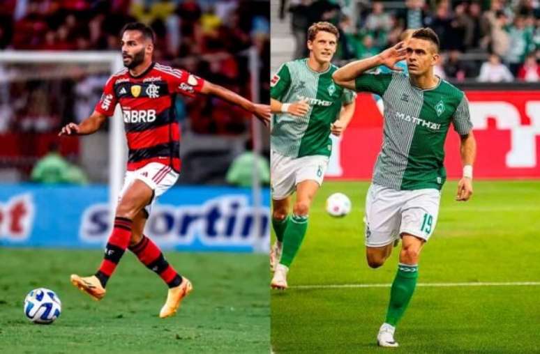 Fotos: Marcelo Cortes / CRF e Divulgação / Werder Bremen - Legenda: Thiago Maia e Borré são prioridades do Inter nos últimos dias de janela