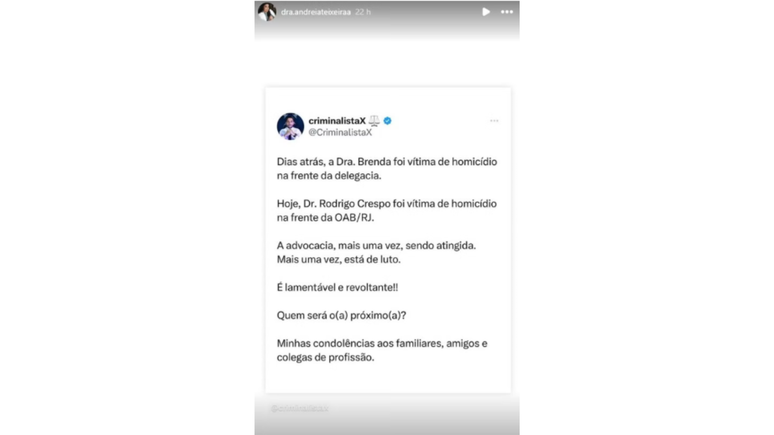 Advogada fez post sobre assassinatos de colegas de profissão horas antes de morta no RN