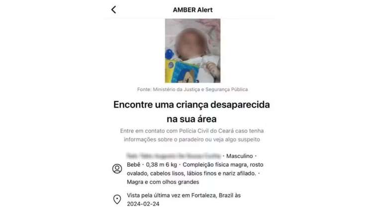 O bebê sequestrado em Fortaleza foi encontrado com ajuda de ferramenta da Meta