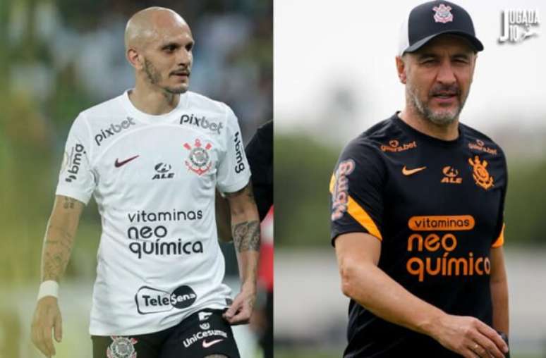 Fotos: Rodrigo Coca/Ag. Corinthians - Legenda: Fábio Santos x Vitor Pereira: farpas de parte a parte