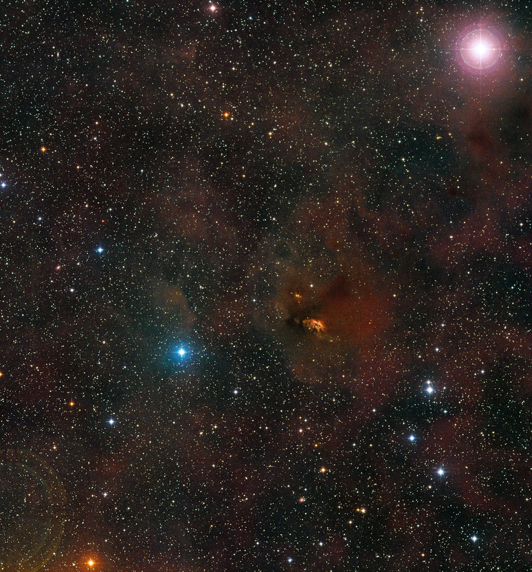 Região do céu onde HL Tauri pode ser encontrada (Imagem: Reprodução/ESO/Digitized Sky Survey 2)