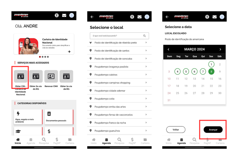 App do Poupatempo é usado para agendar a emissão do CIN no estado de São Paulo (Imagem: Captura de tela/André Magalhães/Canaltech)