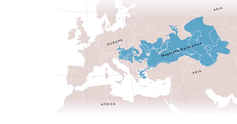 Região onde se encontrava o megalago Paratethys de acordo com os pesquisadores