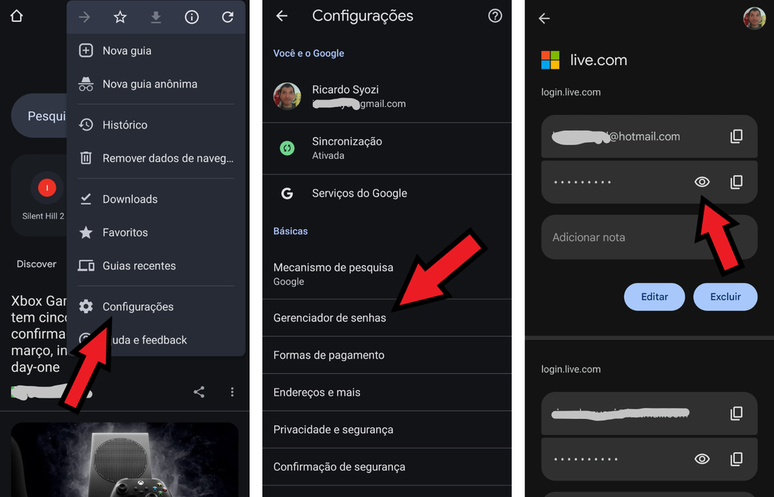 As senhas são salvas diretamente no Chrome (Imagem: Captura de tela/Ricardo Syozi/Canaltech)