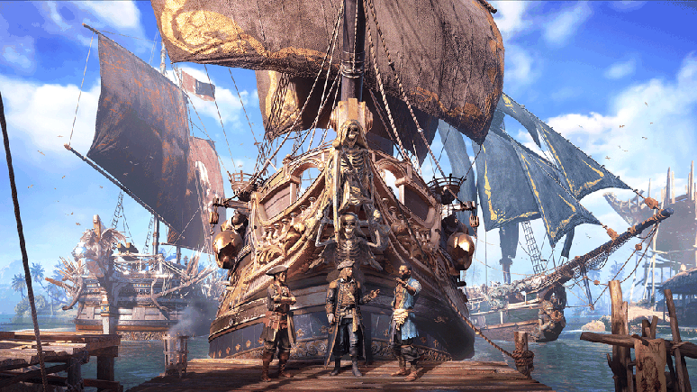 Os itens cosméticos servem como marcos de progressão em Skull & Bones, mas acredite, você dificilmente vai querer avançar no game (Imagem: Divulgação/Ubisoft)