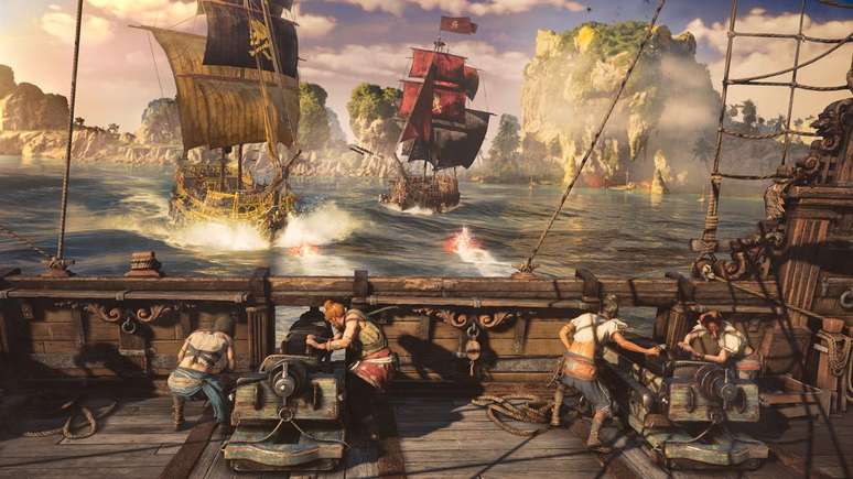 Os combates navais que tanto chamaram a atenção em Assassin's Creed IV são uma mera sombra em Skull & Bones; basta apertar os botões sem parar e torcer para o inimigo perder primeiro (Imagem: Divulgação/Ubisoft)