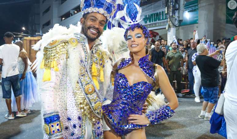 Do 'Dança dos Famosos 2024', Samuel de Assis se encontrou com Giovanna Lancellotti em desfile pós-carnaval da Beija-Flor de Nilópolis.