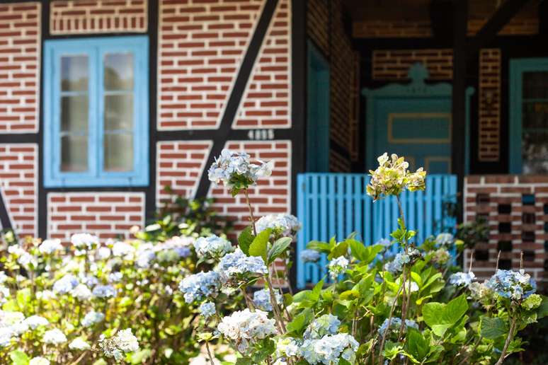 Casinha em estilo enxaimel, t&eacute;cnica trazida por colonizadores alem&atilde;es