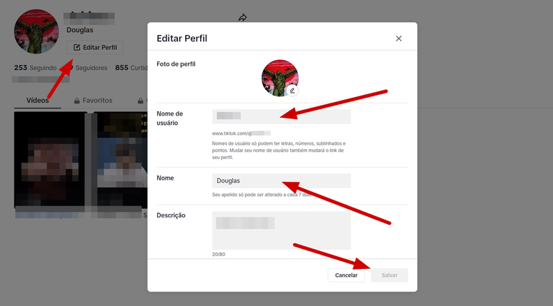 Como mudar o nome no TikTok