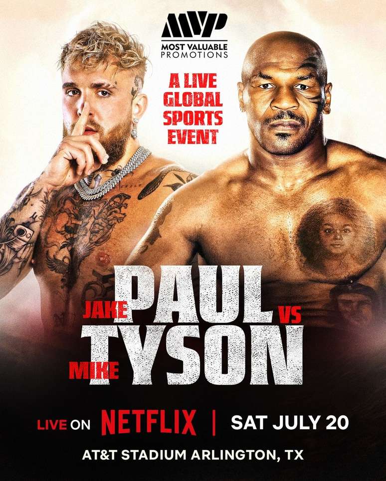 Poster da luta entre Jake Paul e Mike Tyson 