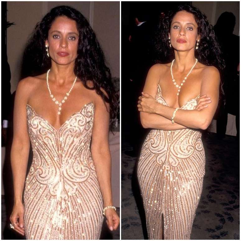 O vestido alugado colaborou com a imagem de diva de Sonia Braga
