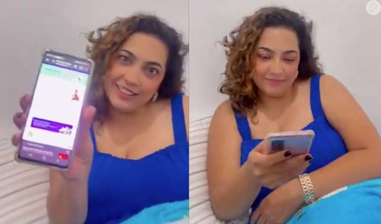 Camila Moura, mulher de Lucas 'Buda', grava vídeo votando no brother.