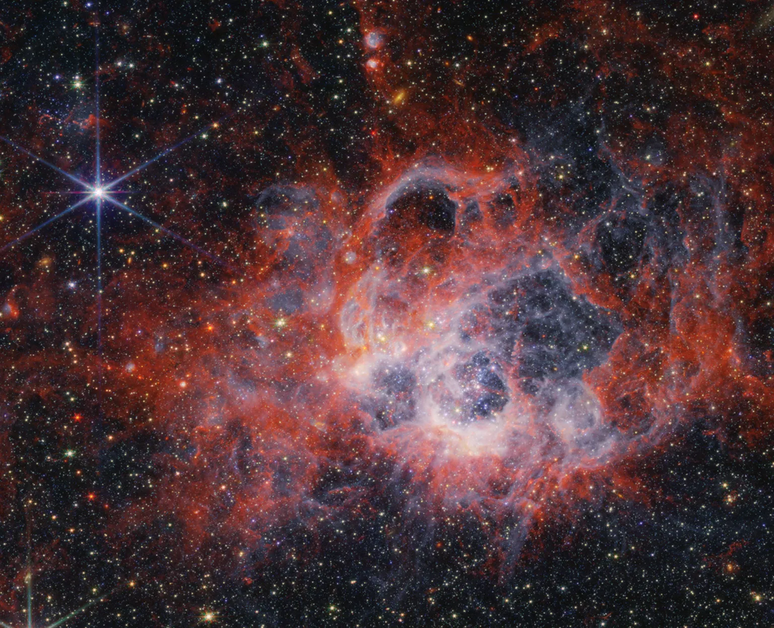 NGC 604 observada pelo instrumento NIRCam, do James Webb (Imagem: Reprodução/NASA, ESA, CSA, STScI)