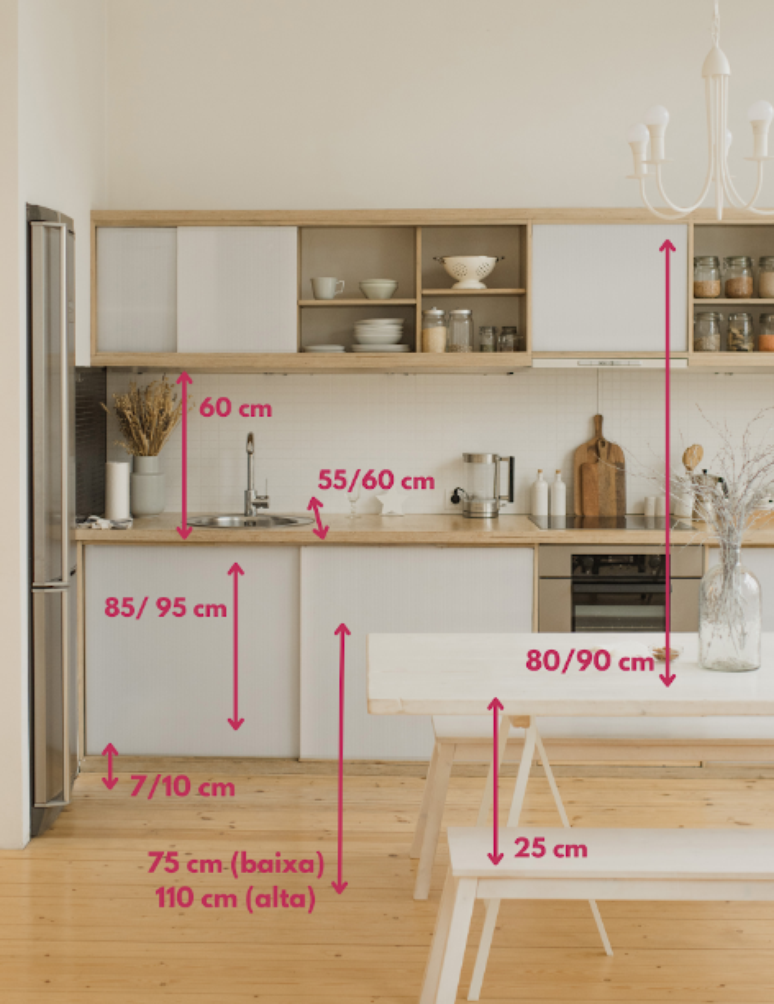 1. Altura de bancada de cozinha pode variar conforme a sua estatura – Foto: Canva