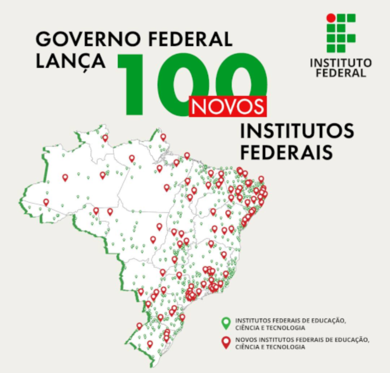 Distribuição de novos Institutos Federais pelo Brasil/