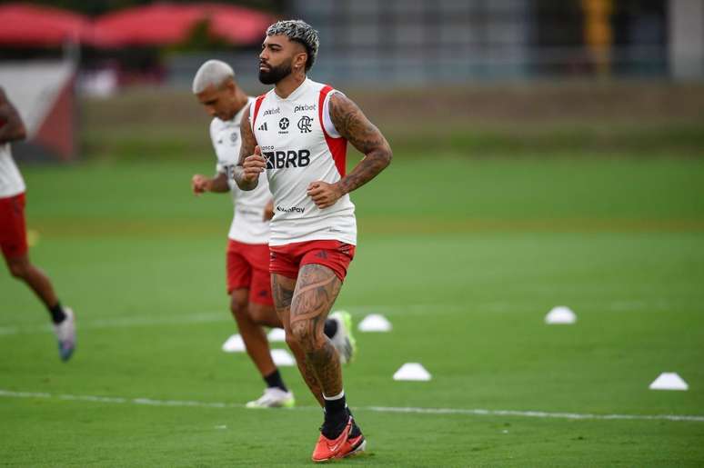 Gabgol treinando no Flamengo.