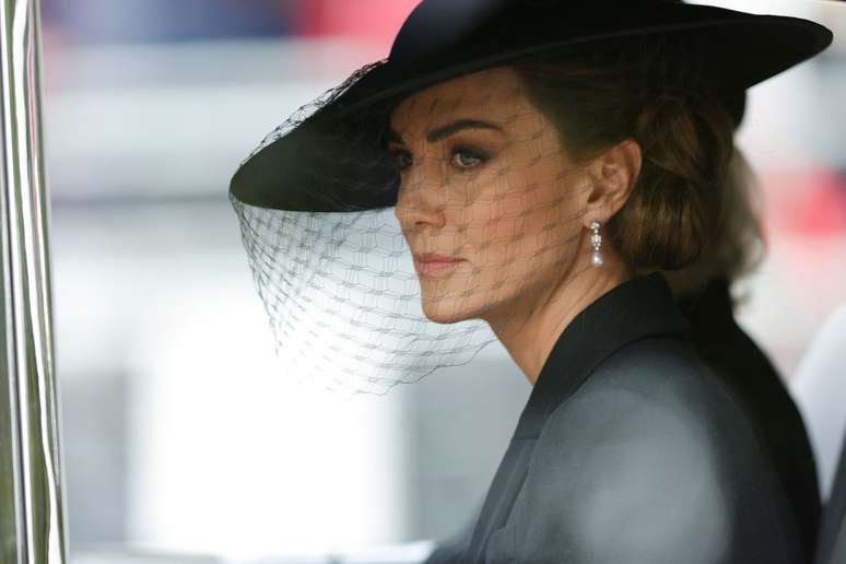 Kate Middleton durante o funeral da Rainha Elizabeth II