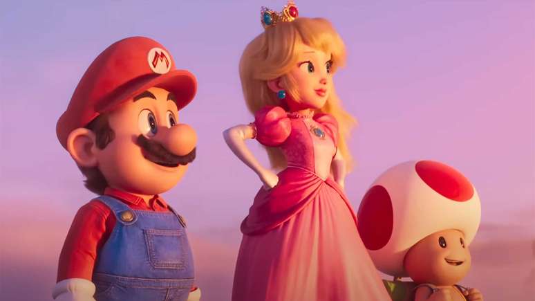 Mario, Peach e Toad em Super Mario Bros. - O Filme