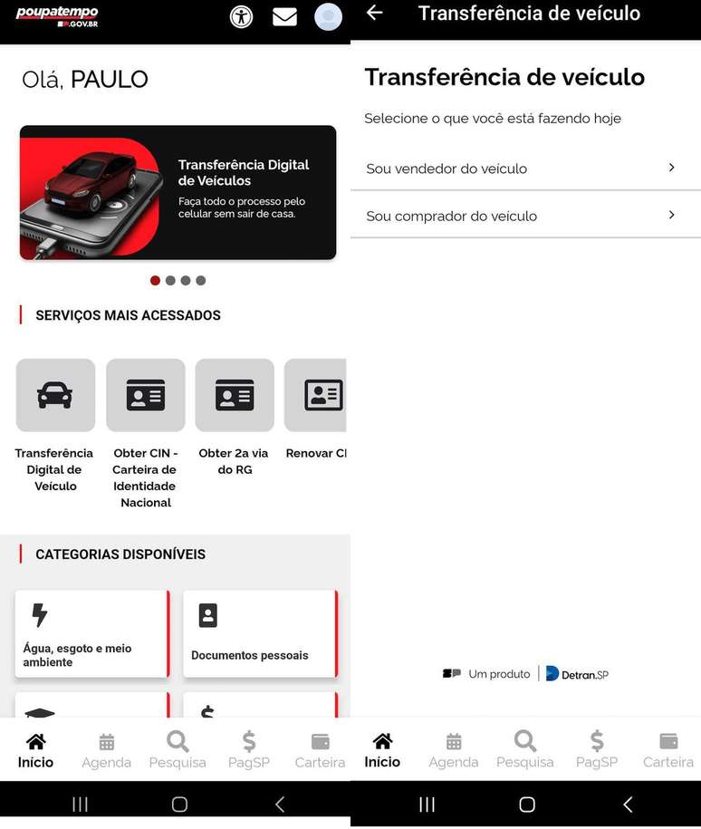 Aplicativo do Poupatempo tem passo a passo simples para transferência de veículos online (Imagem: Paulo Amaral/Canaltech)