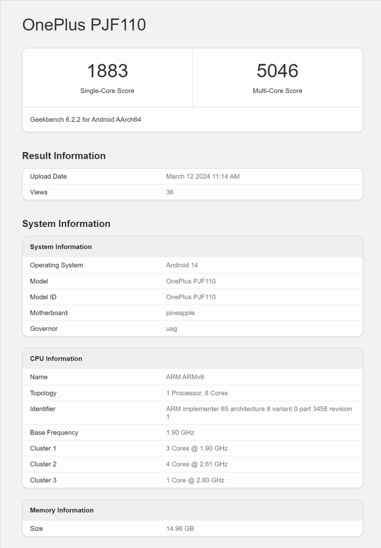 OnePlus Ace 3V appeared in performance tests (Image: Screenshot/Geekbench Browser) OnePlus Ace 3V appeared in performance tests (Image: Screenshot/Geekbench Browser)