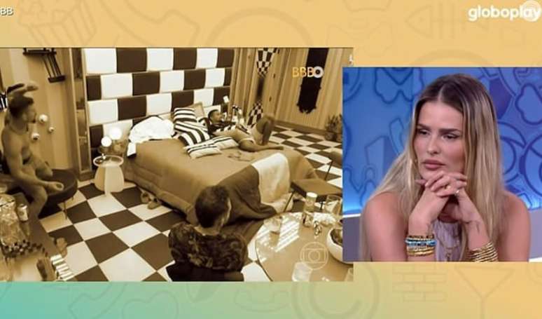 'BBB 24': Yasmin Brunet reage a VAR de Rodriguinho e Nizam falando sobre seu corpo.