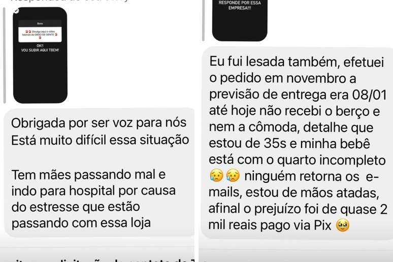 Relatos de mulheres que foram lesadas pela loja foram divulgados por Janaina Xavier