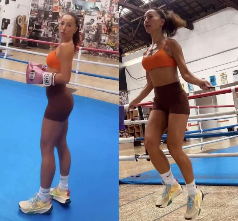 In a top and shorts, Sabrina Sato trains hard and shows good form