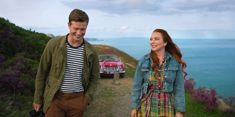 Ed Speleers como James Thomas e Lindsay Lohan como Maddie Kelly em 'Pedido Irlandês'