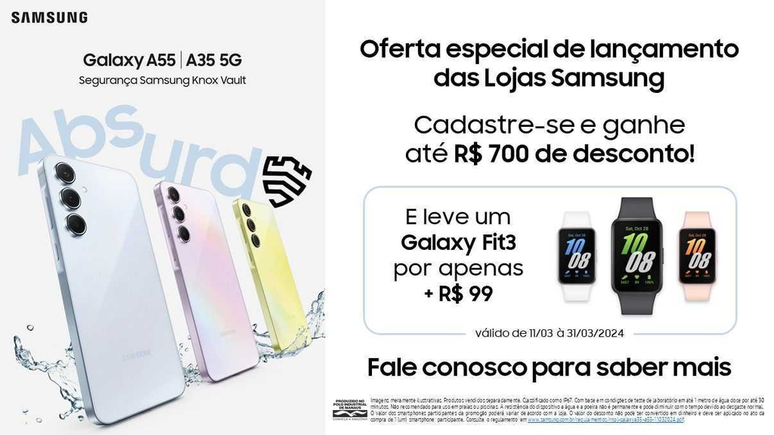 Promoção garante Galaxy Fit 3 por R$ 99 (Imagem: Divulgação/Samsung)