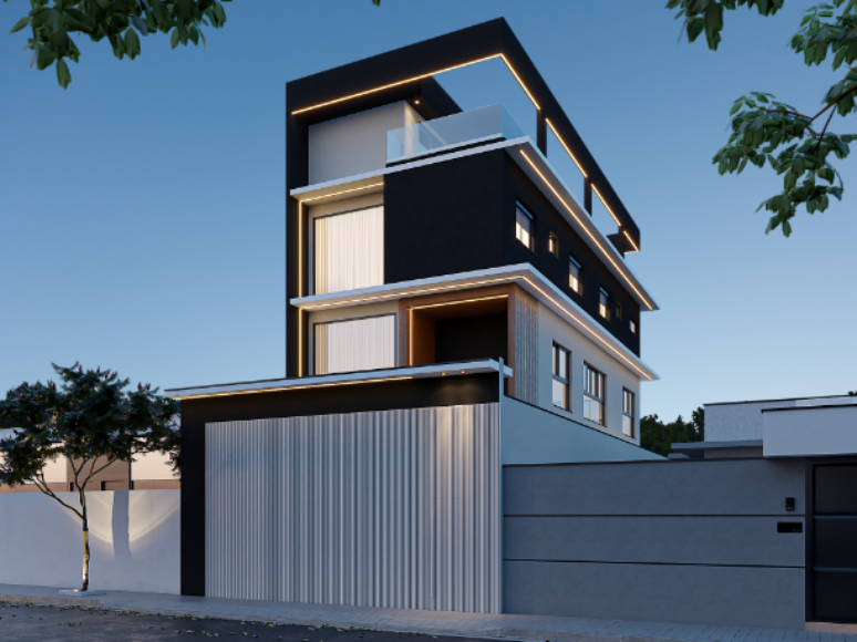 Cores e texturas podem ser escolhidas para realçar os muros de casas – Projeto: Rodrigo Baleeiro – Dbale Arquitetura