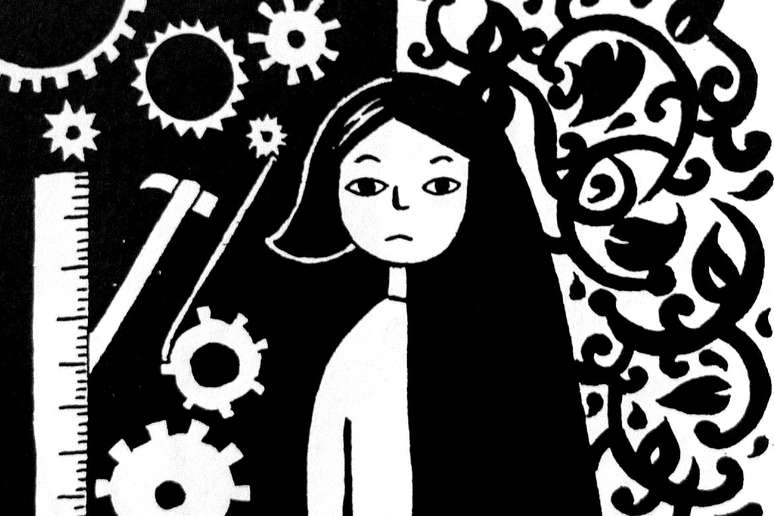 Ilustração de Persépolis, da iraniana Marjane Satrapi, uma autobiografia em quadrinhos