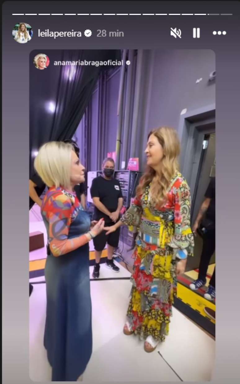 Ana Maria Braga publicou bastidor com Leila Pereira.