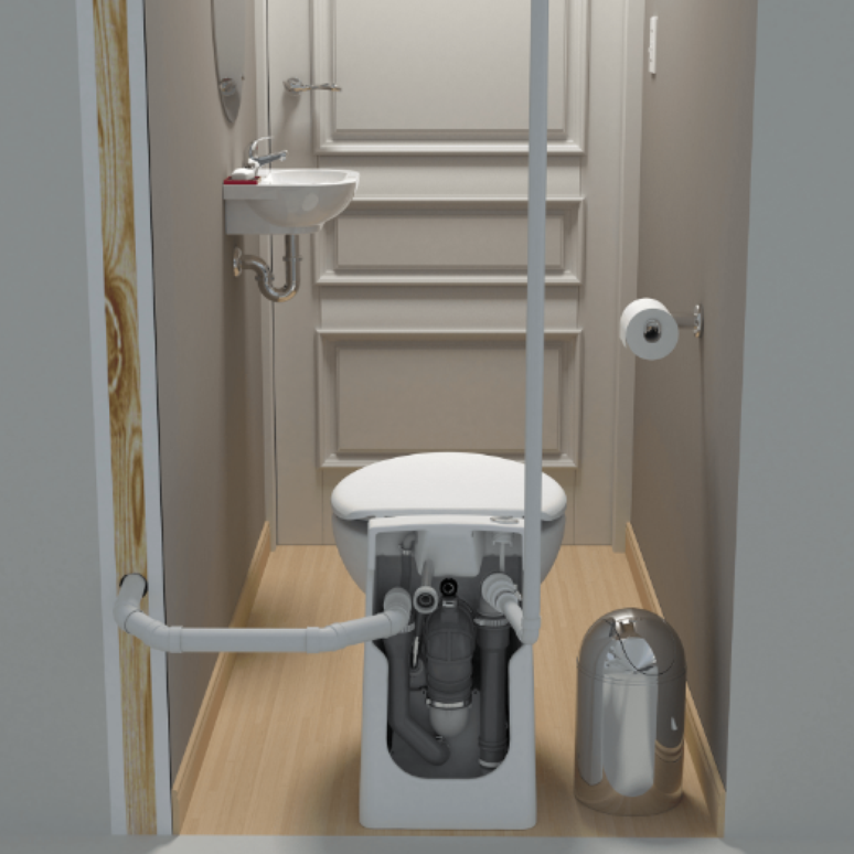 Sanicompact é a solução ideal para reformar ou construir um novo banheiro sem quebrar o piso – Foto: SFA Sanitrit