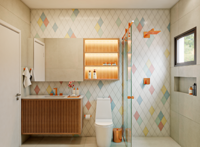 18. Escolha armários que combinem com o estilo do seu banheiro – Projeto: Rodrigo Baleeiro – Dbale Arquitetura
