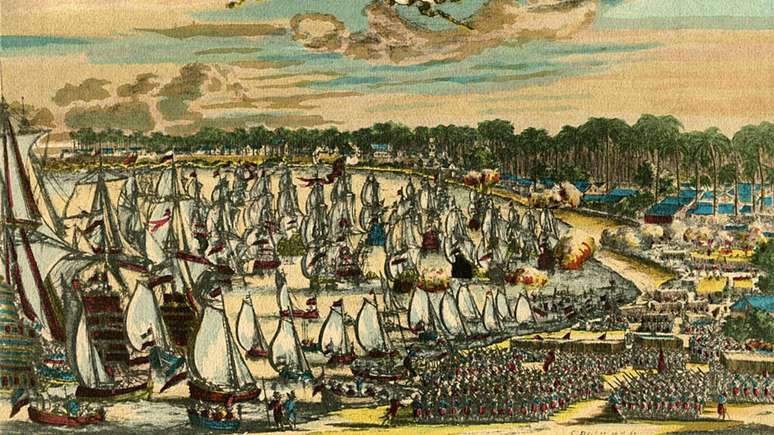 Cristov&atilde;o Colombo desembarcou na ilha que abriga o Haiti e a Rep&uacute;blica Dominicana em dezembro de 1492