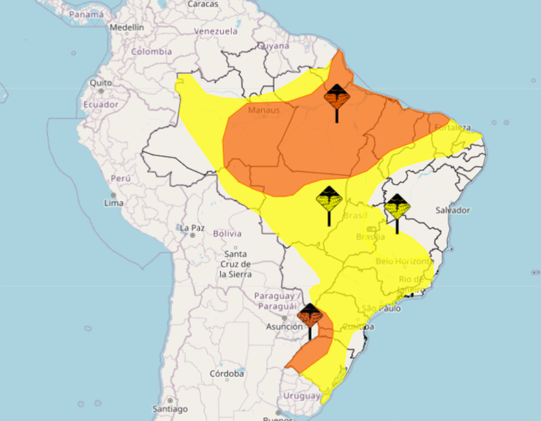 Inmet alerta para possibilidade de temporais em todas as regiões brasileiras